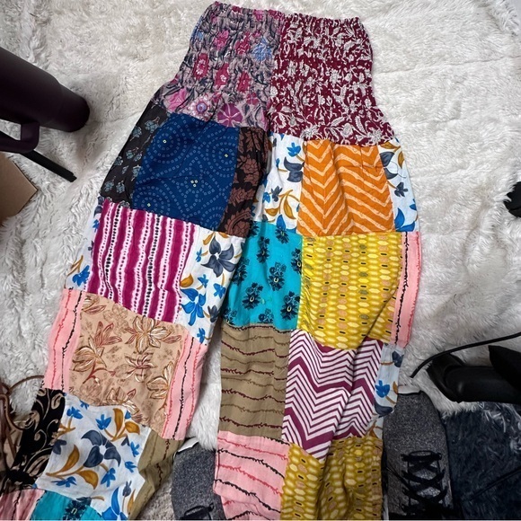 Pants - Patchwork Boho Pants, NWOT, Size Smalll/Medium.See Measurements.